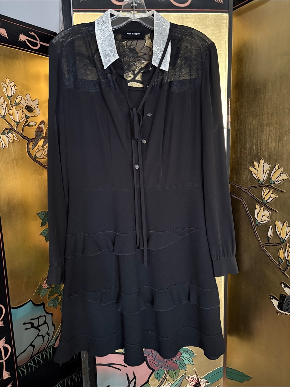 The Kooples Black Dress with White Lace Collar